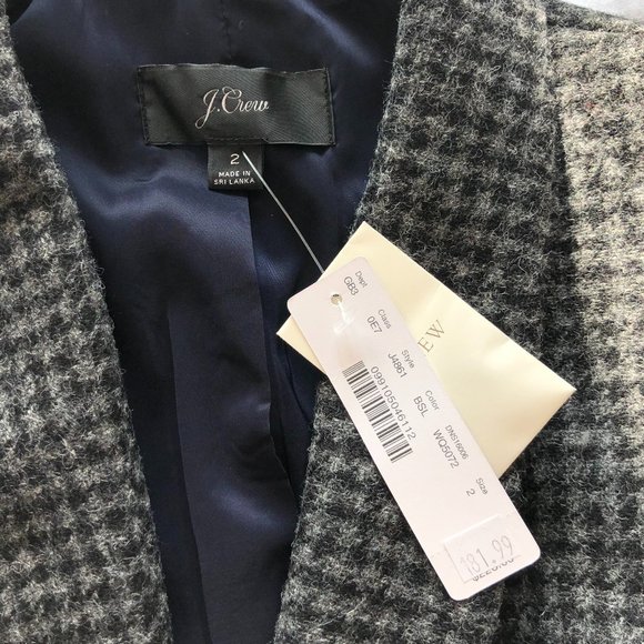 NWT J.Crew Parke Wool Houndstooth Blazer size 2 - Picture 6 of 10
